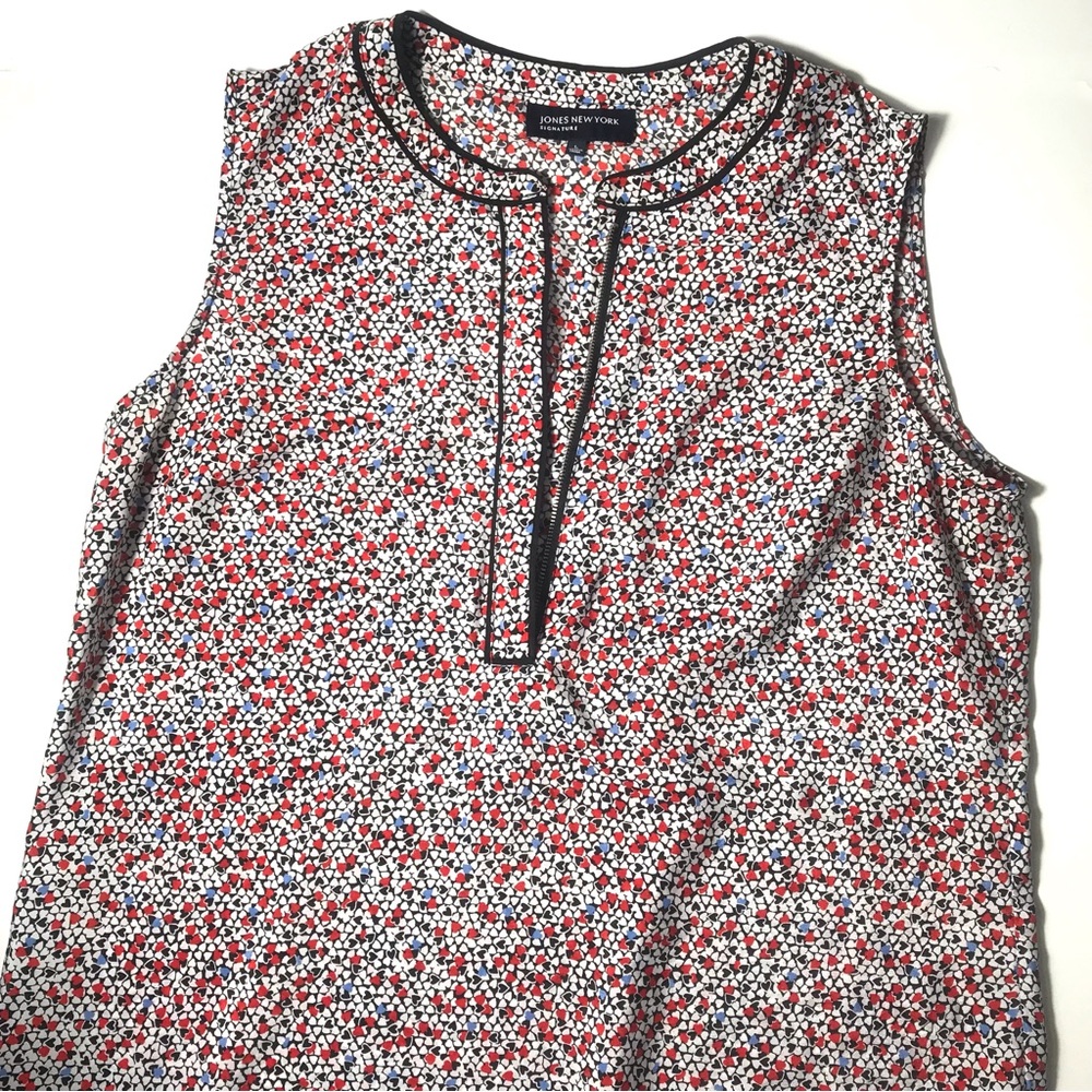 Jones New York Red and White Heart Print Blouse